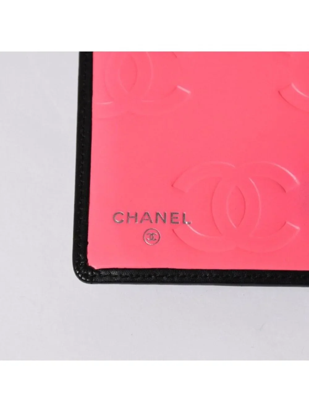 Chanel Cambon Line Wallet CC Logo Patch Calfskin Black Pink Silver
